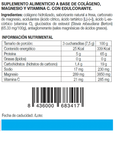 Colageno con Magnesio y Vit C (Polvo Sabor Fresa)
